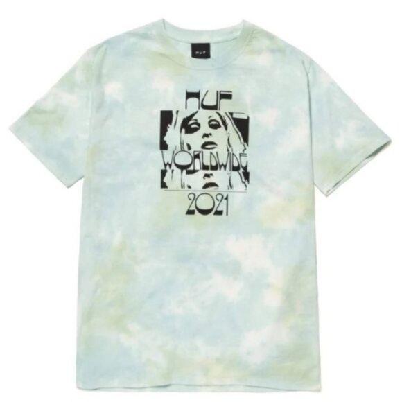 HUF Wasted Darling Tee – Blue Tie-Dye Psychedelic Graphic Shirt | Deadstock M - Picture 2 of 6